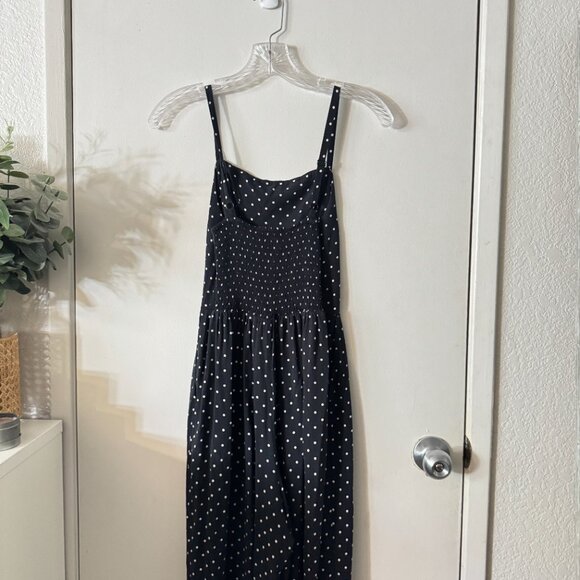OLD NAVY Square-Neck Cami Jumpsuit Black Polka Dot Smocked XS - Picture 3 of 8